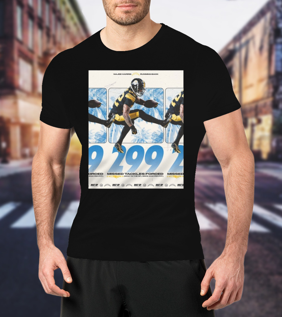 Najee Harris Running Back 299 Missed Tackles Forced Most In The NFL Since 2021 PFF T-Shirt