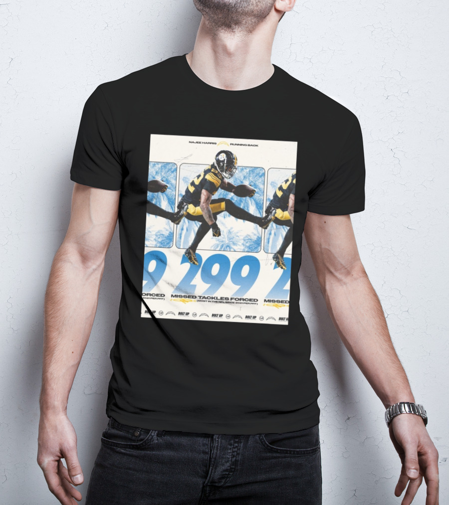 Najee Harris Running Back 299 Missed Tackles Forced Most In The NFL Since 2021 PFF T-Shirt