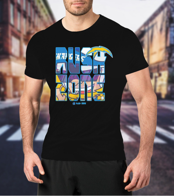Los Angeles Chargers Rush Zone Cartoon Football T-Shirt