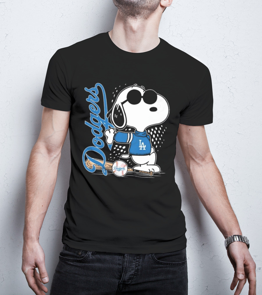 Los Angeles Dodgers Snoopy MLB 2025 Peanuts Baseball Collaboration T-Shirt
