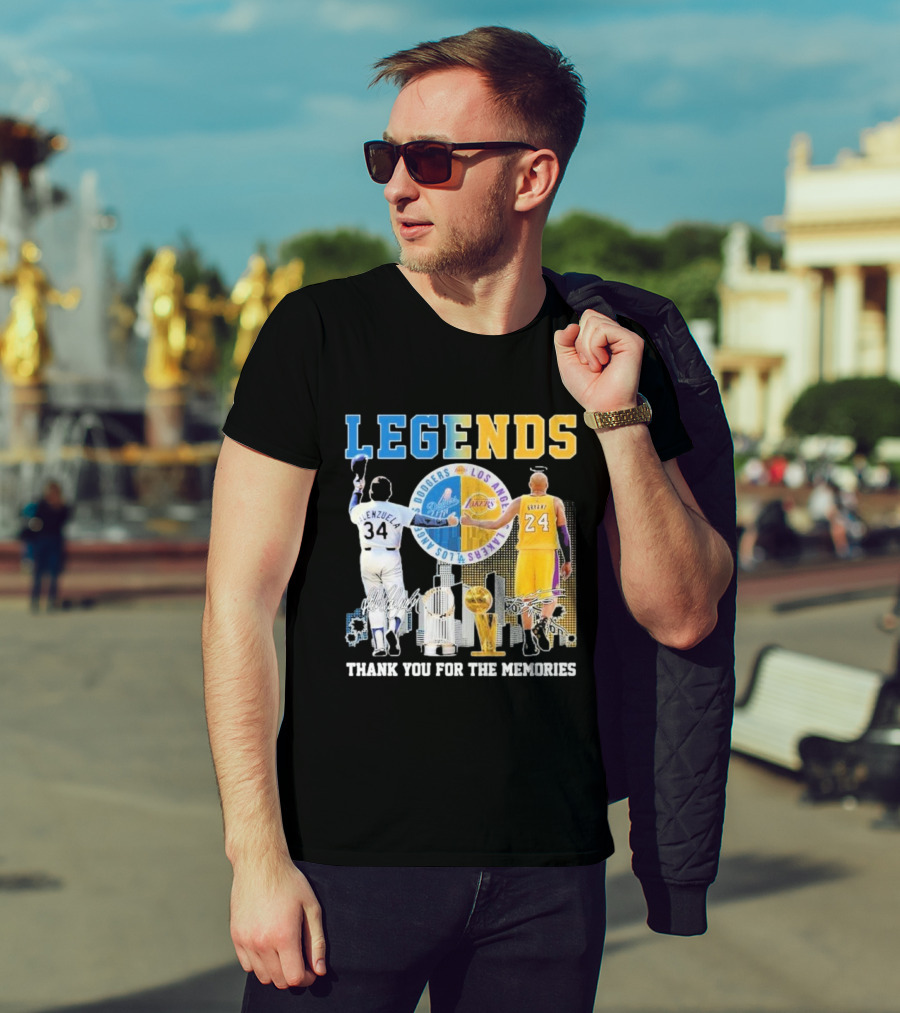 Los Angeles Legends Dodgers Valenzuela Lakers Bryant Thank You For The Memories T-Shirt