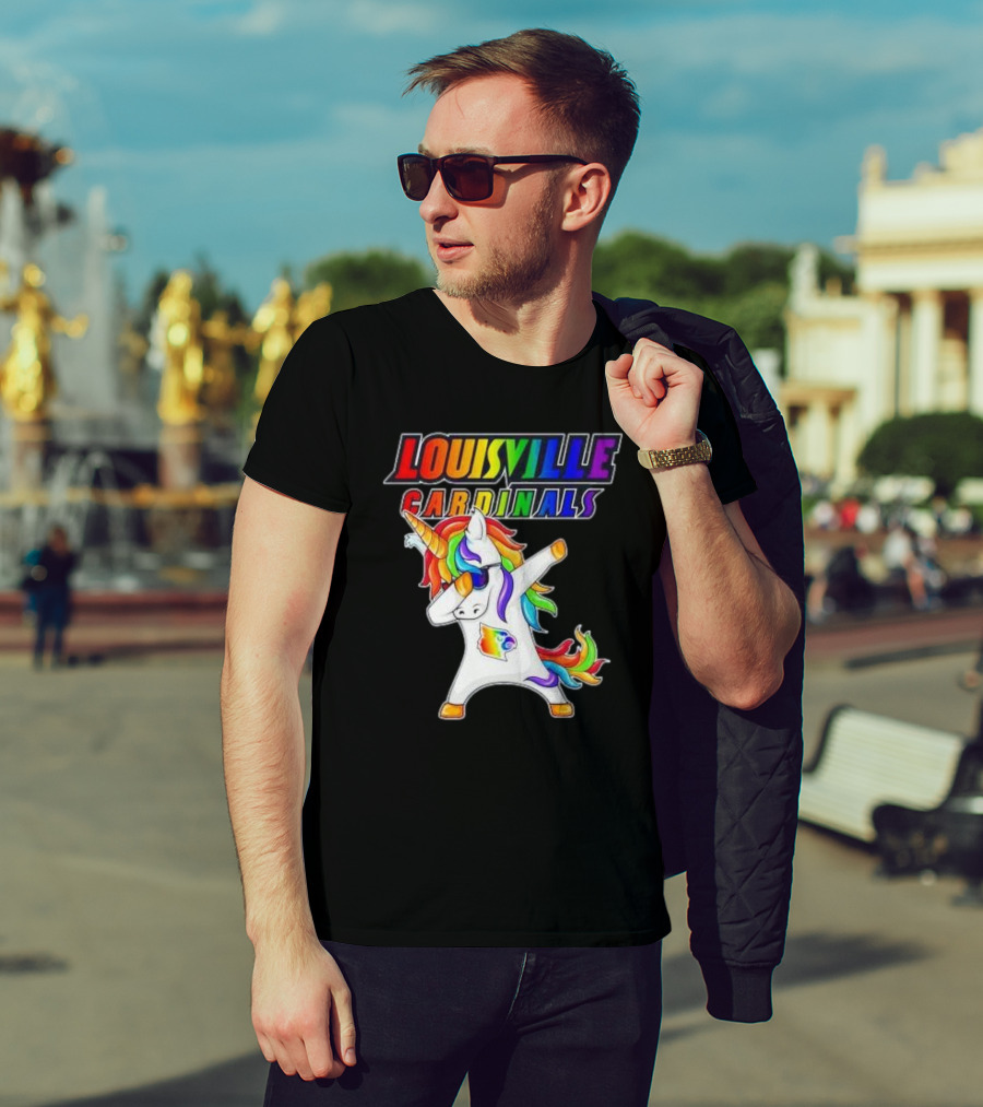 Louisville Cardinals Rainbow Unicorn Dabbing LGBT Pride T-Shirt