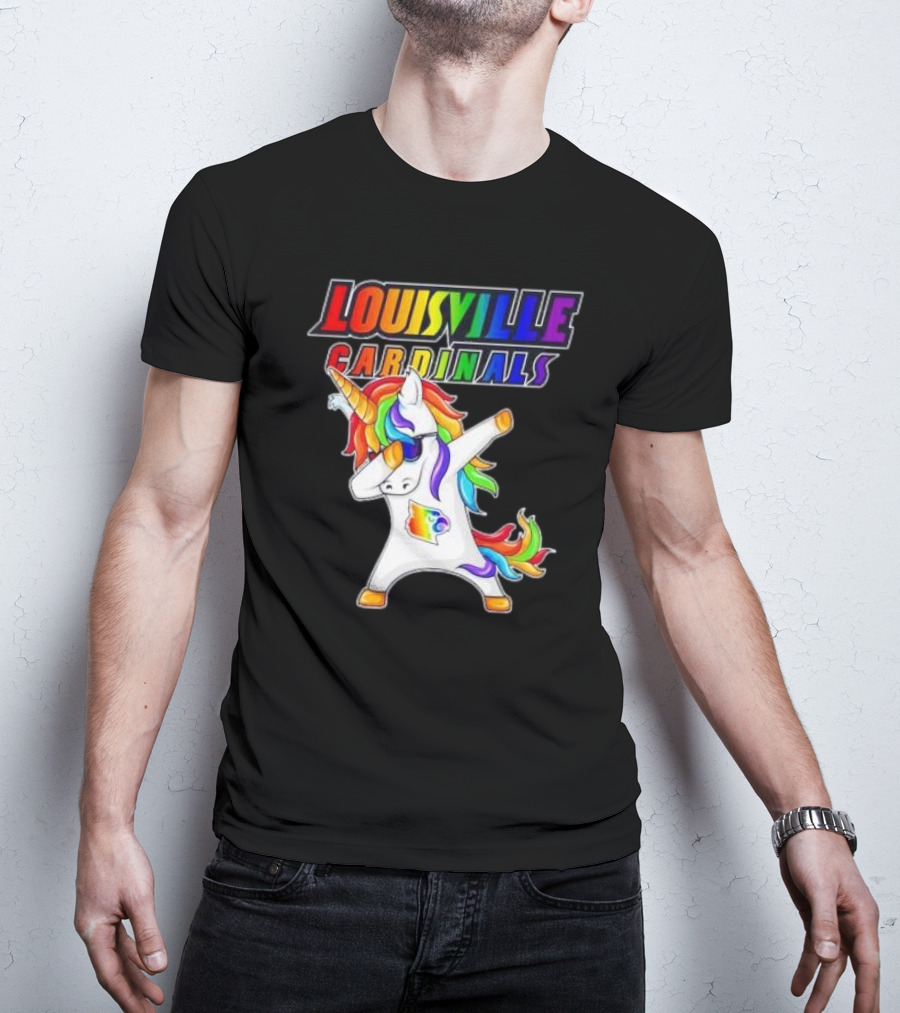 Louisville Cardinals Rainbow Unicorn Dabbing LGBT Pride T-Shirt