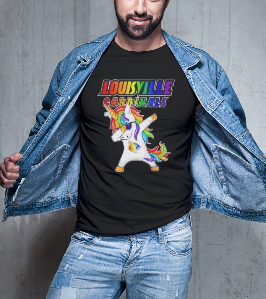 Louisville Cardinals Rainbow Unicorn Dabbing LGBT Pride T-Shirt
