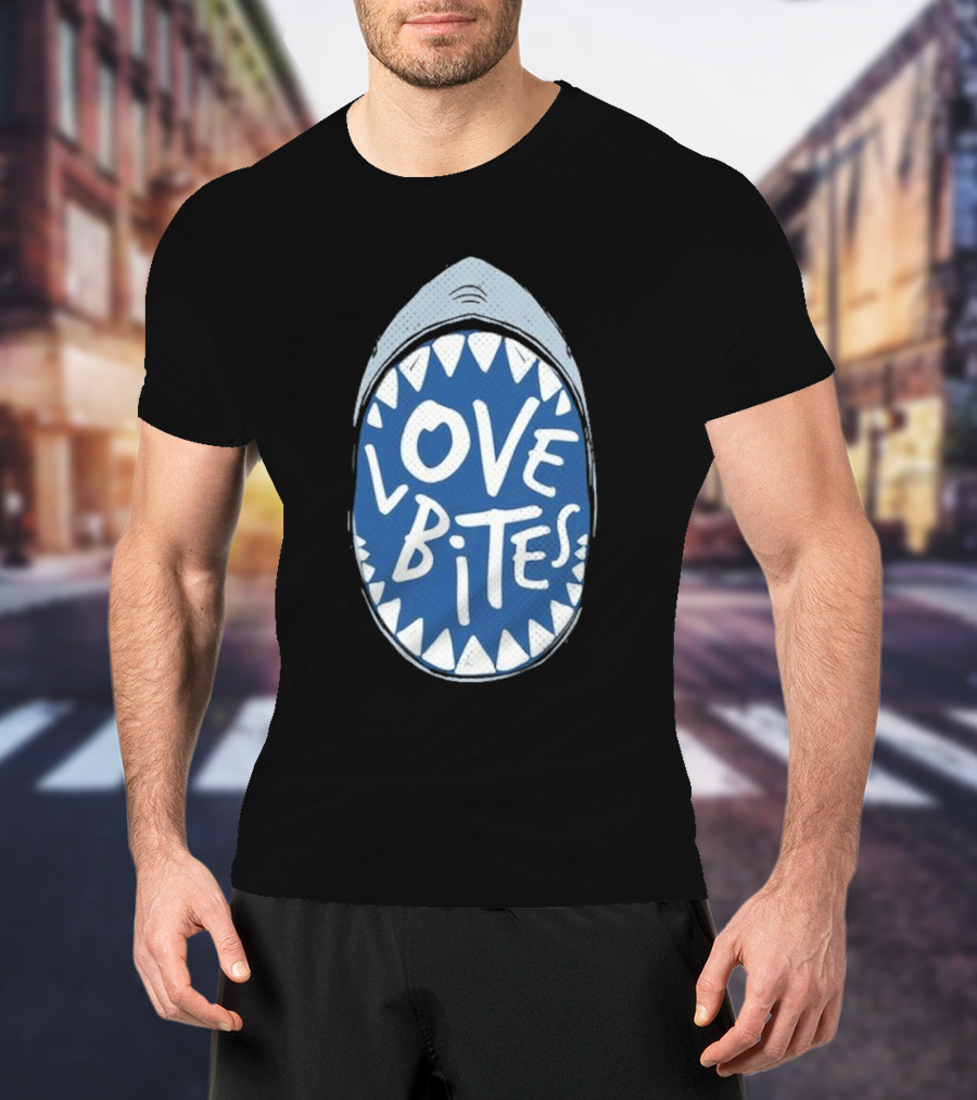 Love Bites Shark Mouth Teeth Graphic T-Shirt