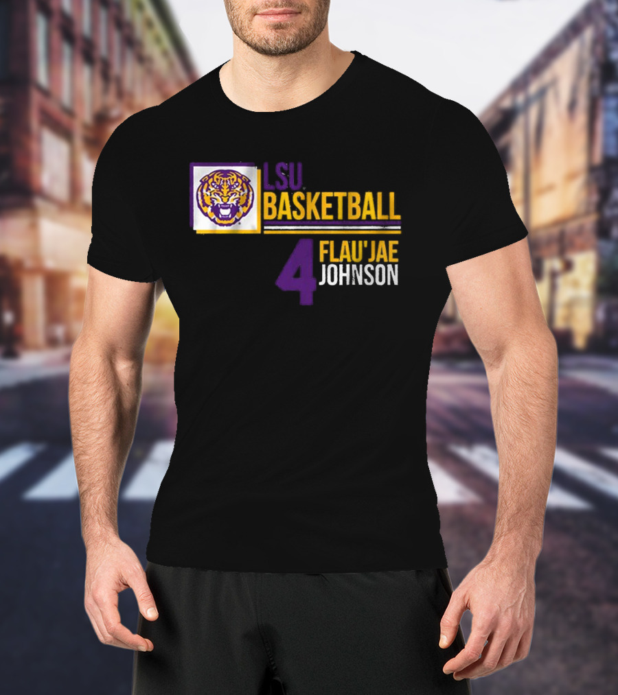 LSU Basketball Flau’Jae Johnson 4 Tiger Logo T-Shirt