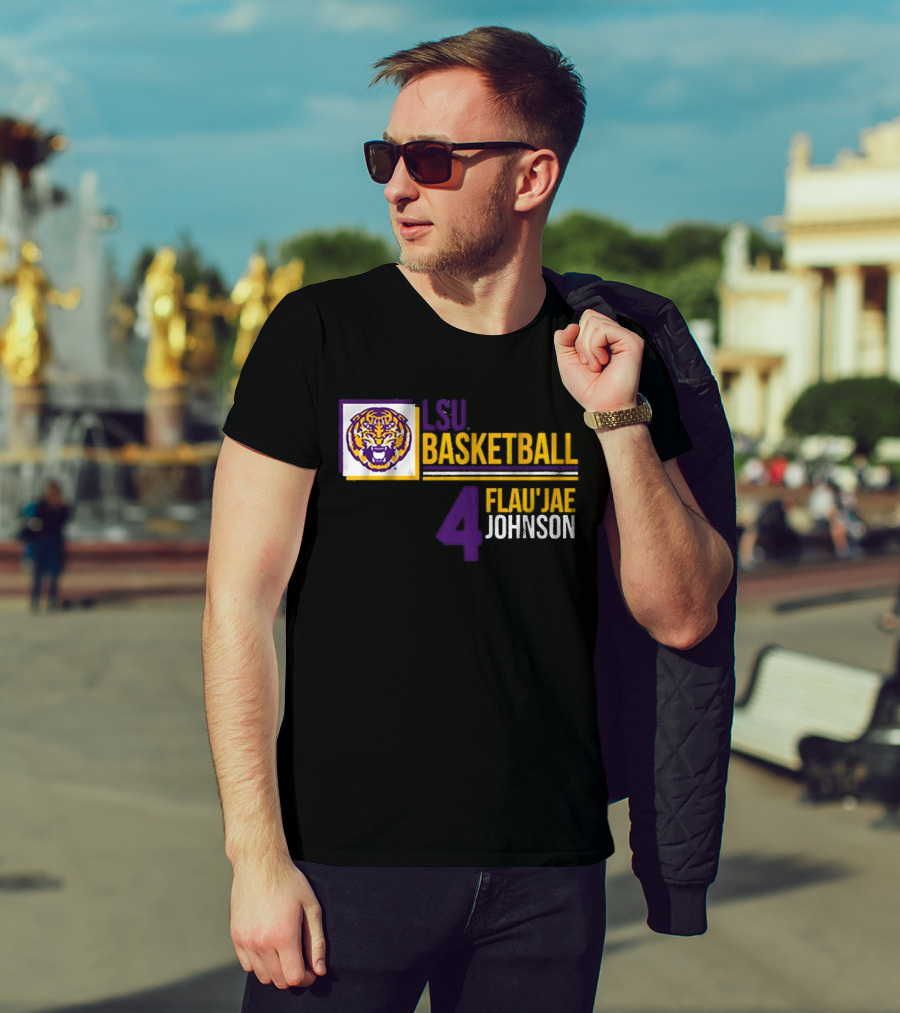 LSU Basketball Flau’Jae Johnson 4 Tiger Logo T-Shirt