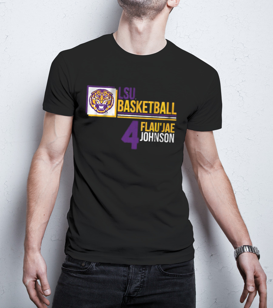 LSU Basketball Flau’Jae Johnson 4 Tiger Logo T-Shirt