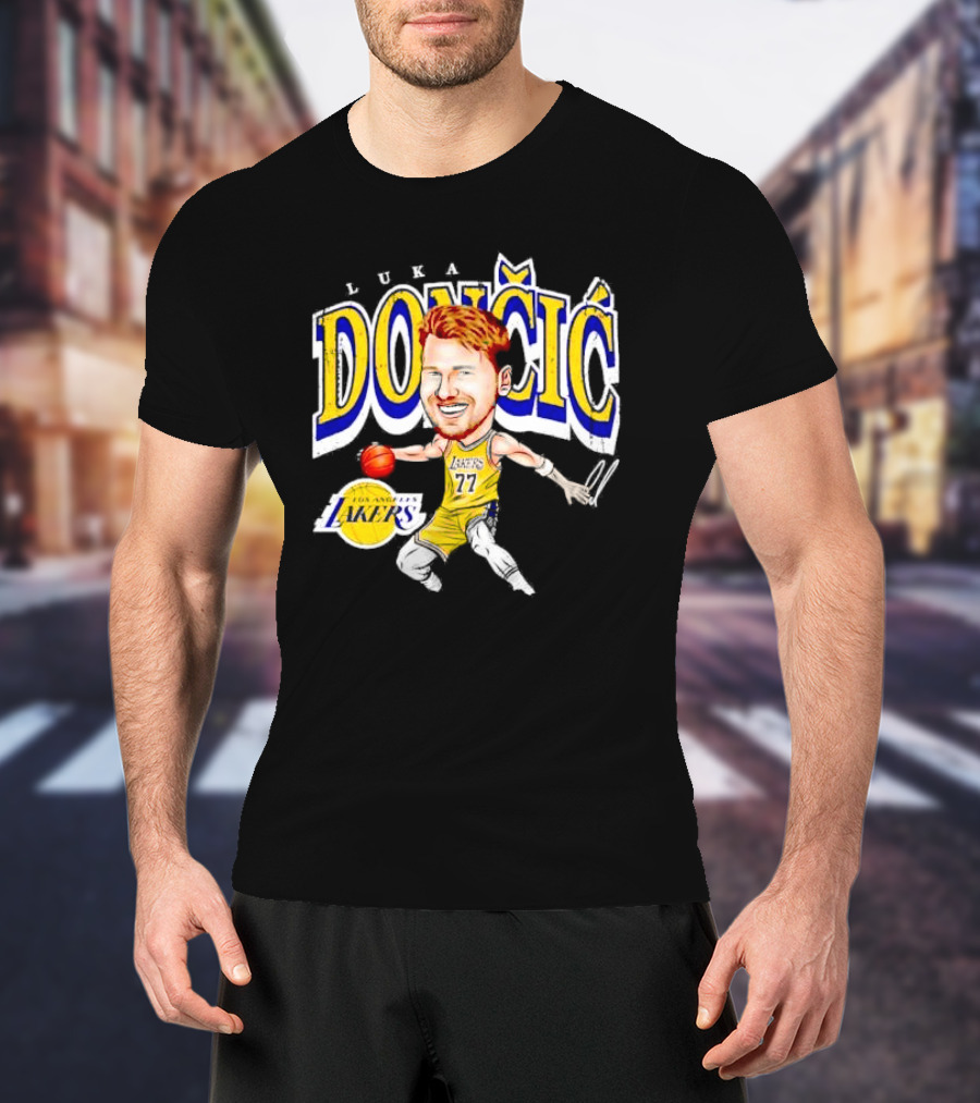 Luka Doncic Los Angeles Lakers Cartoon Lakers Logo T-Shirt