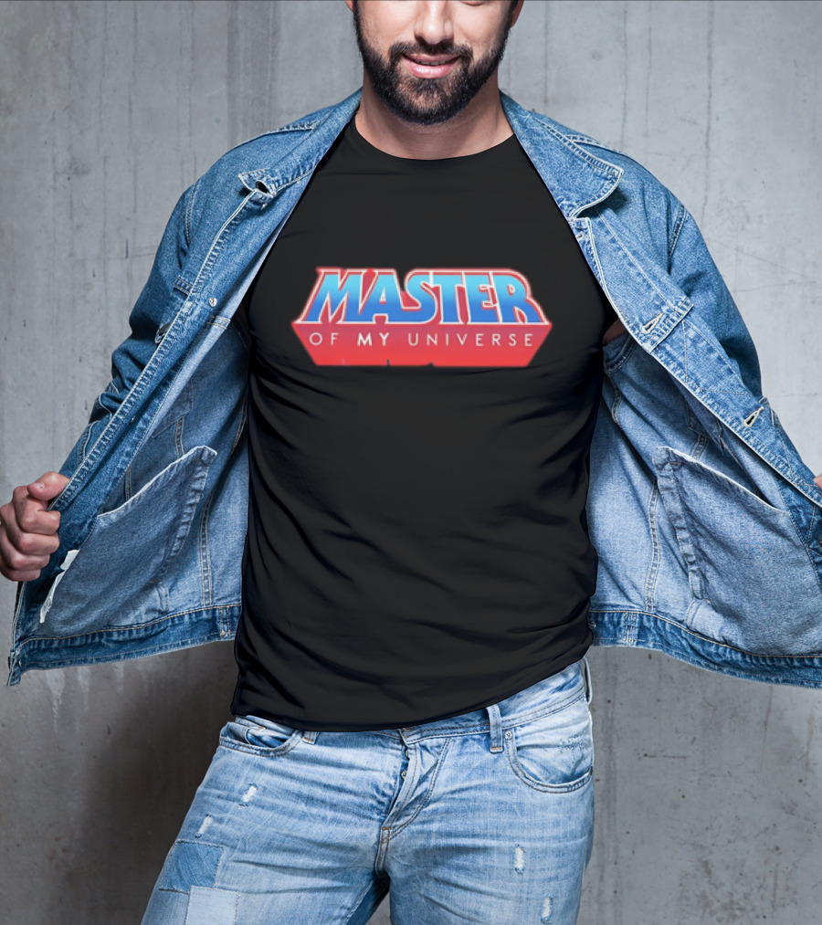 Master Of My Universe Retro Red And Blue Text T-Shirt
