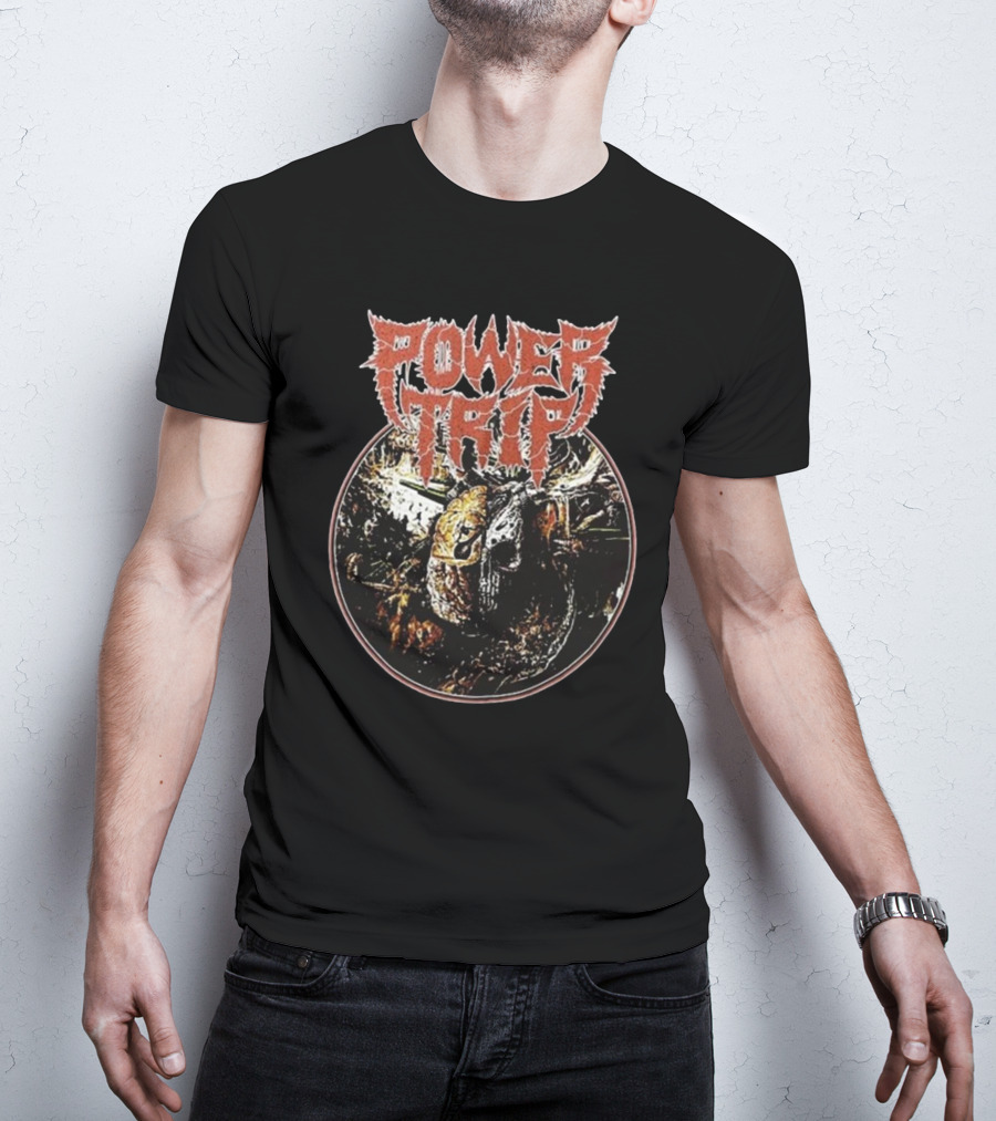 Power Trip Manifest Decimation Saw Blade Skull Circle T-Shirt