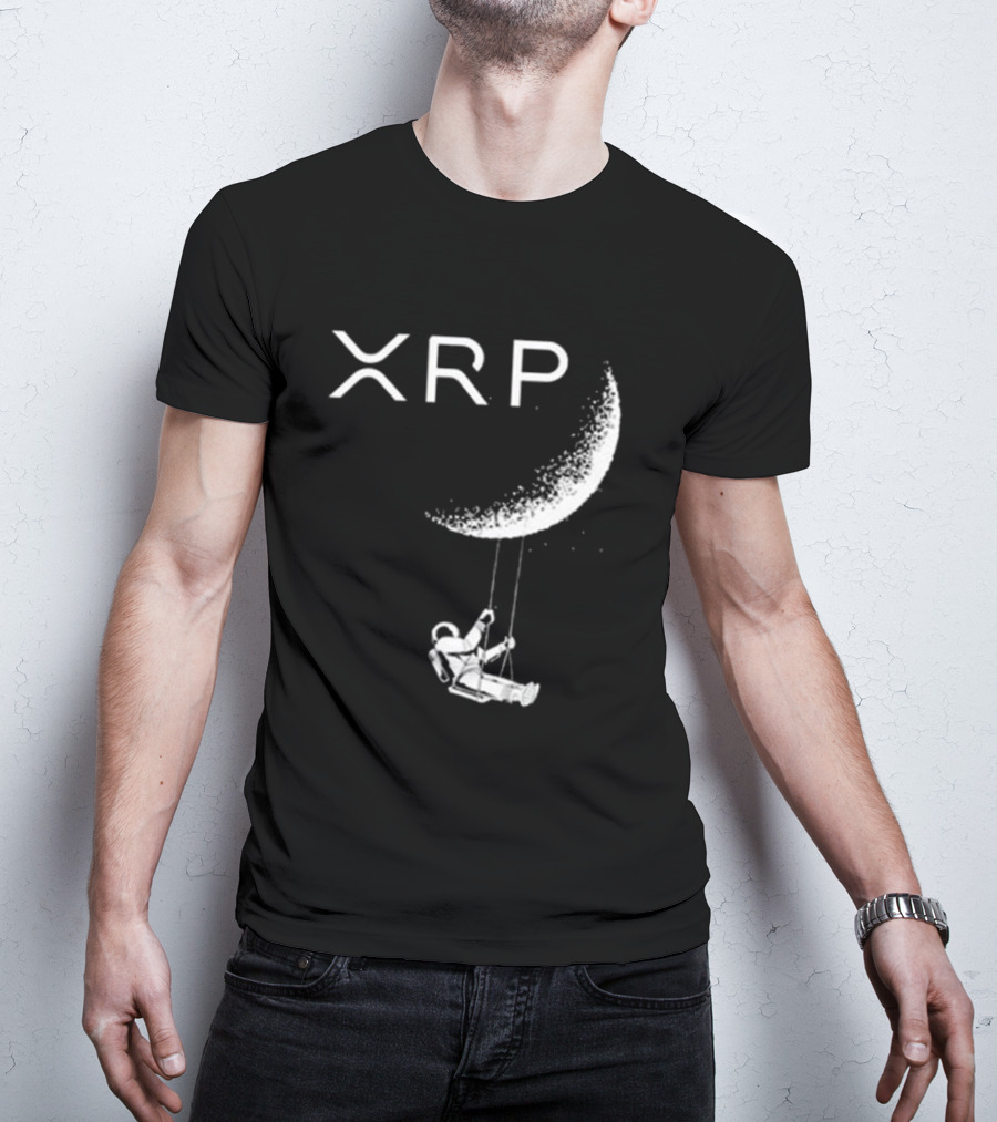 XRP Crypto Astronaut Swinging On Moon T-Shirt