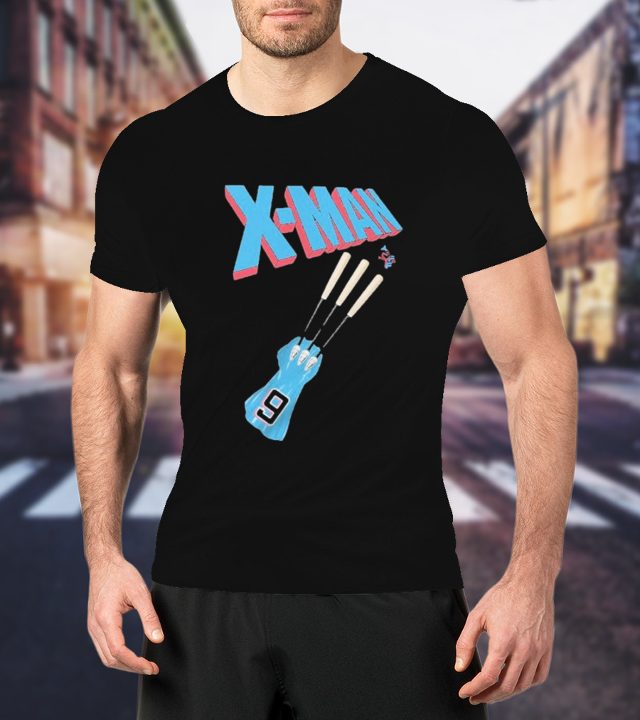 X-Man Miami Marlins Baseball Number 9 Batting Glove T-Shirt