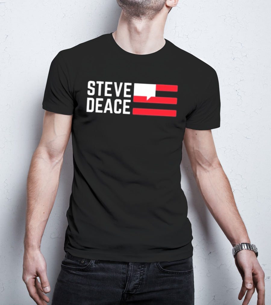 STEVE DEACE Red White Speech Bubble Stripes T-Shirt