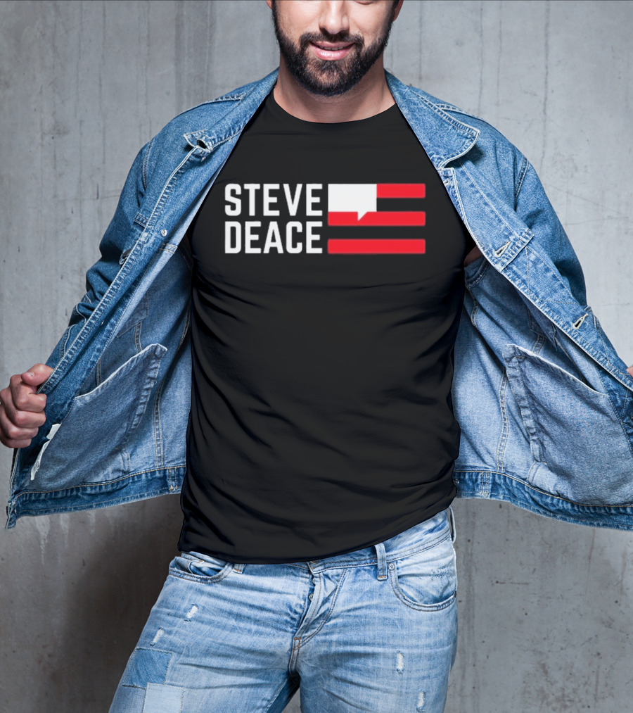 STEVE DEACE Red White Speech Bubble Stripes T-Shirt