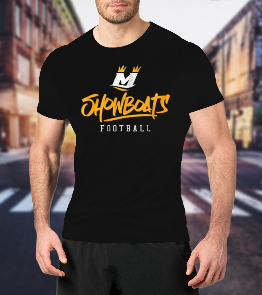 Showboats Football Memphis M Crown Stylized Text T-Shirt