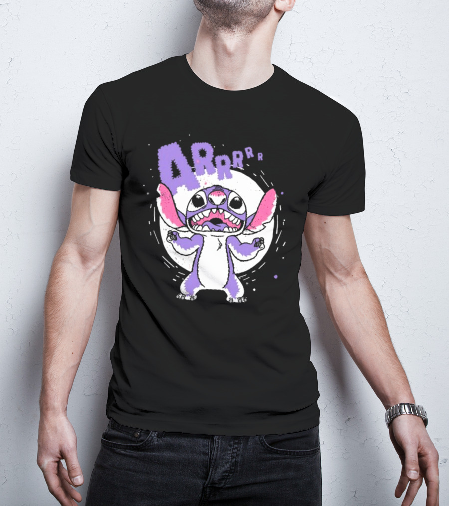 Midnight Stitch ARRp Purple Alien Character With Moon Background T-Shirt