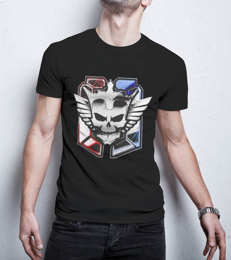 Cody Rhodes Captain Badge Black Skull Wings Red Blue White T-Shirt