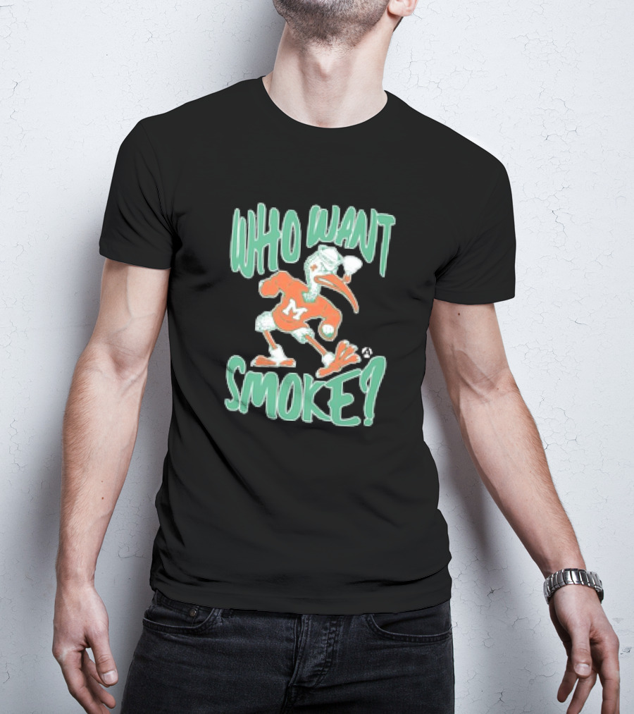 Miami Hurricanes Who Want Smoke Vintage Style Ibis Character T-Shirt