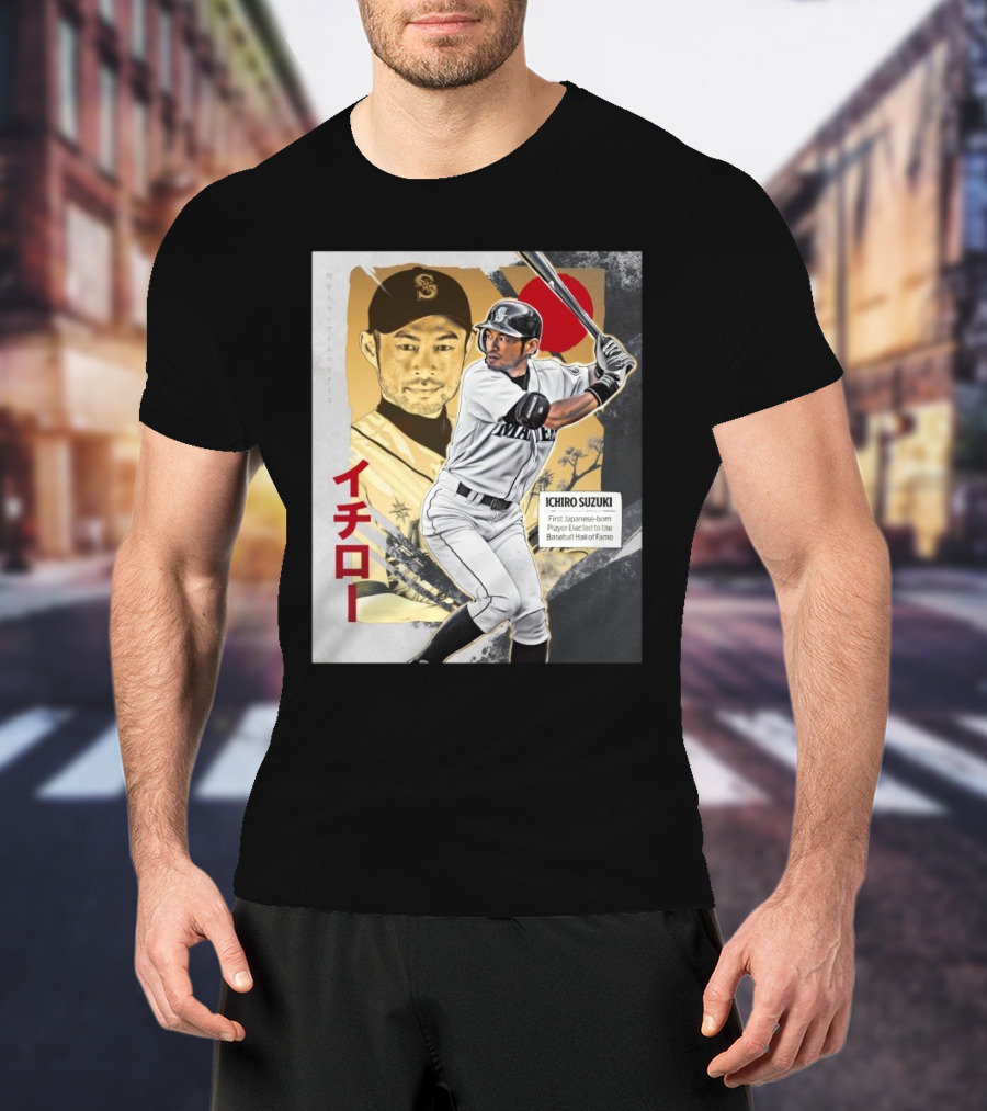 Ichiro Suzuki Seattle Mariners First Japanese-Born Player Elected To Baseball Hall Of Fame Red Sun T-Shirt
