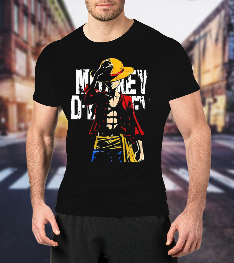Monkey D Luffy One Piece Anime Character Iconic Straw Hat Pirate Outfit T-Shirt