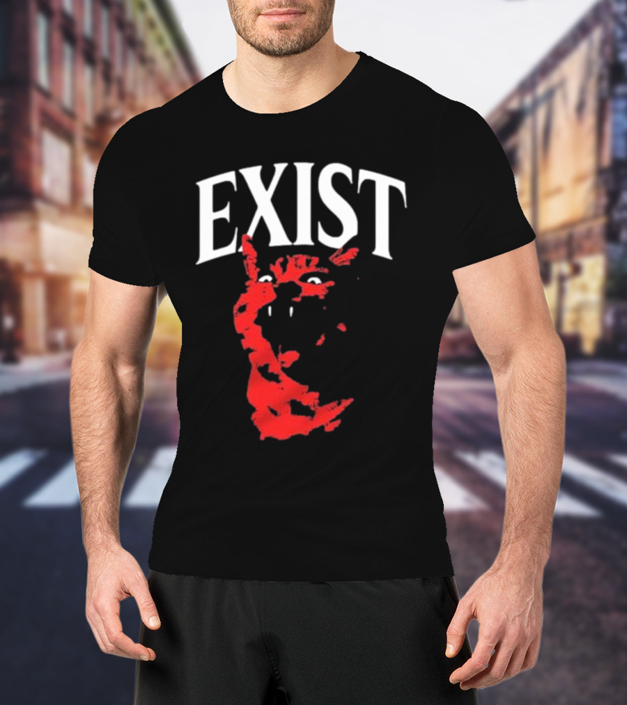 Mynameistuv Exist Red Cat Face T-Shirt
