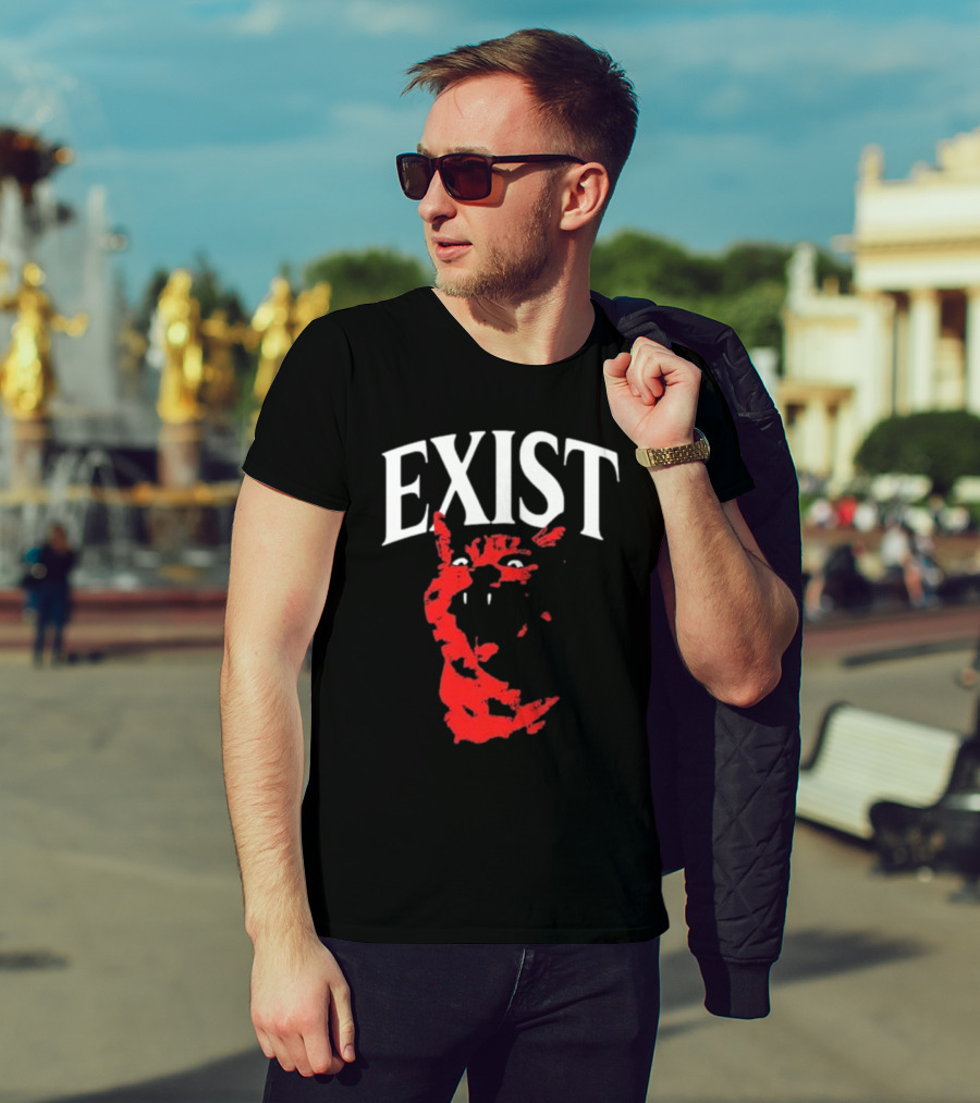 Mynameistuv Exist Red Cat Face T-Shirt
