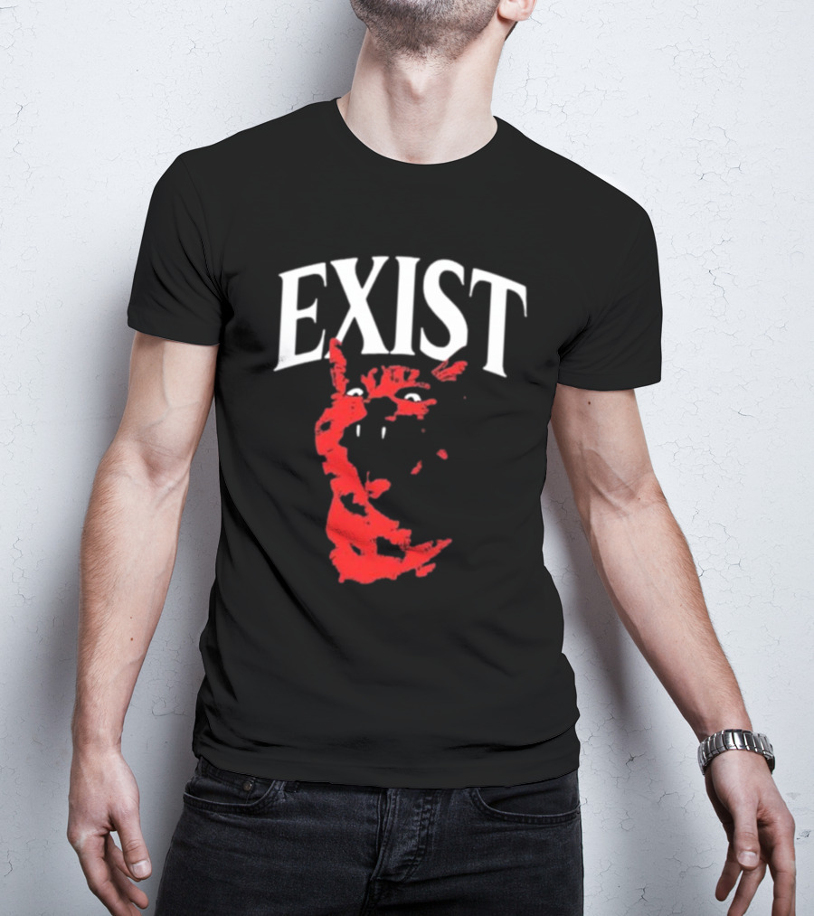 Mynameistuv Exist Red Cat Face T-Shirt