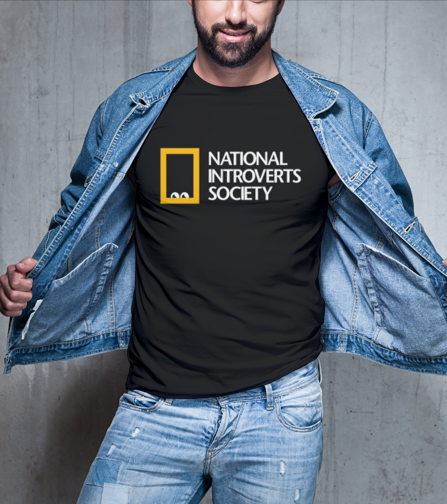 National Introverts Society Humor Featuring Iconic Yellow Frame And Peeking Eyes T-Shirt
