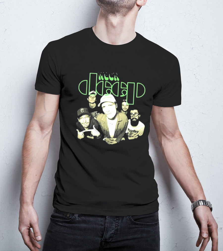 Neckdeep Doors Of Perception Band Photo Neon Green Text T-Shirt