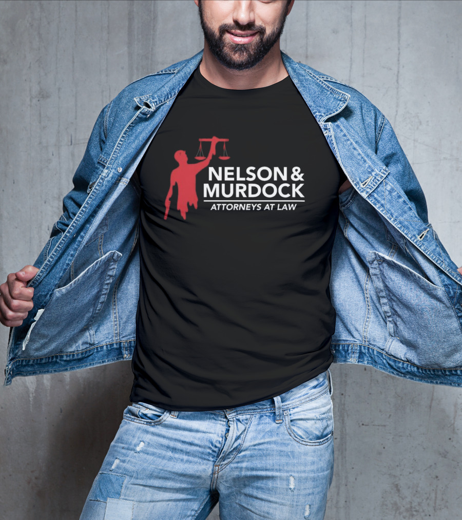 Nelson & Murdock Attorneys At Law Scales Of Justice Iconic Red Silhouette T-Shirt