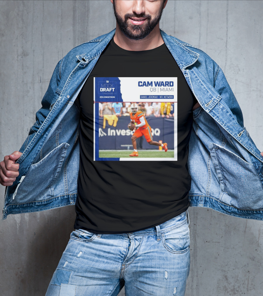New York Giants Mock Draft Tracker Cam Ward QB Miami Daniel Jeremiah NFL Network T-Shirt