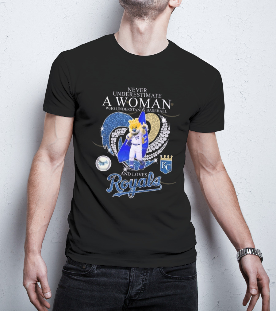Never Underestimate A Woman Who Understands Baseball Royals Mascot Kansas City Love T-Shirt