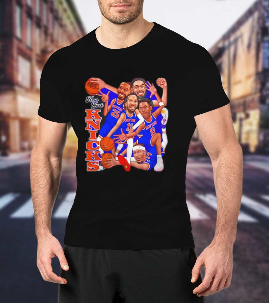New York Knicks Basketball Caricatures Team Group Fan Favorite T-Shirt