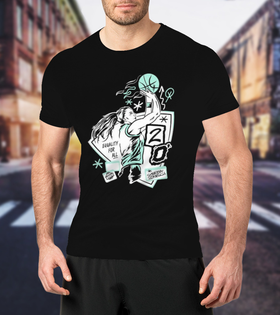 New York Liberty Sabrina Ionescu Equality For All Liberty Statue Basketball T-Shirt