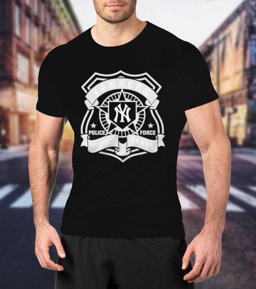 Yankees Police Force Protect Plate Badge Symbol T-Shirt