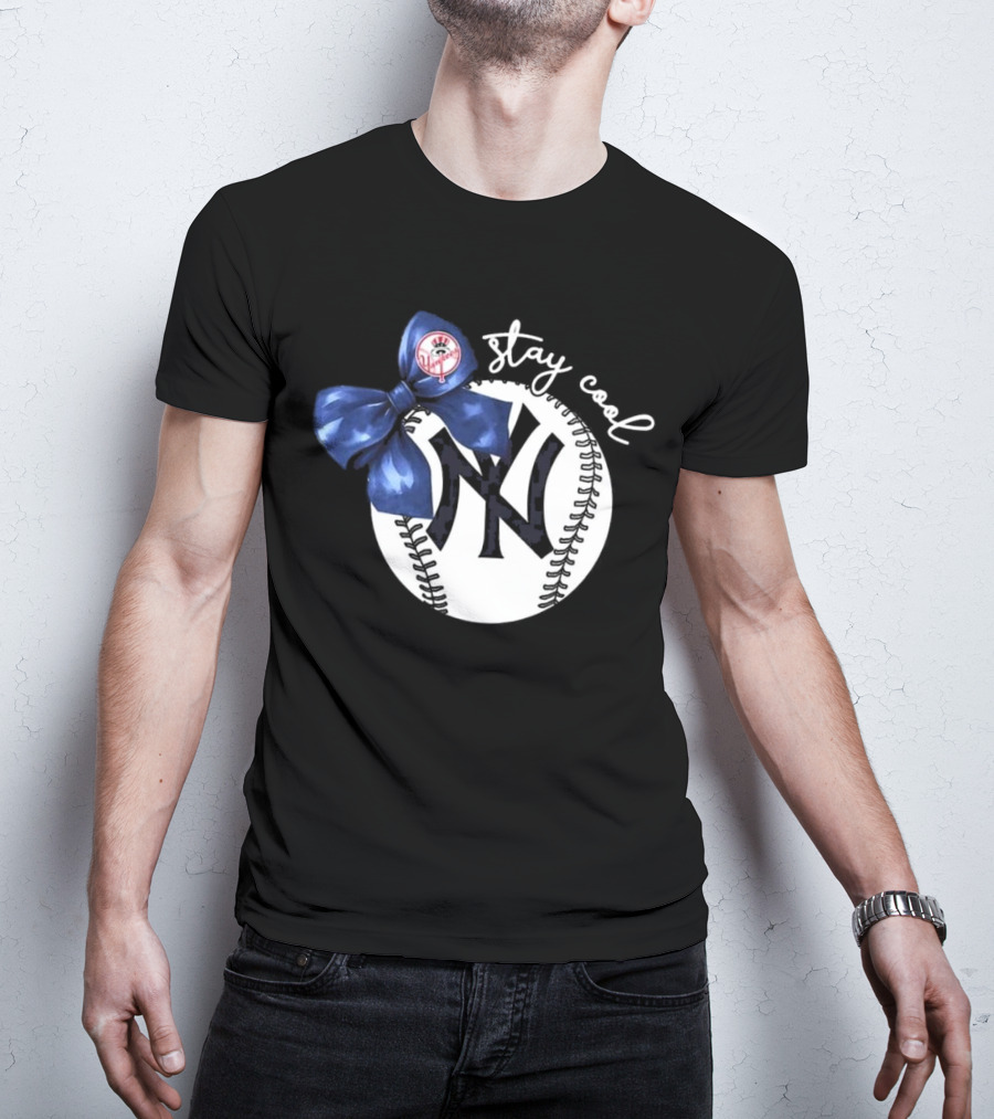 New York Yankees Stay Cool Bow Baseball Girls Fashion T-Shirt