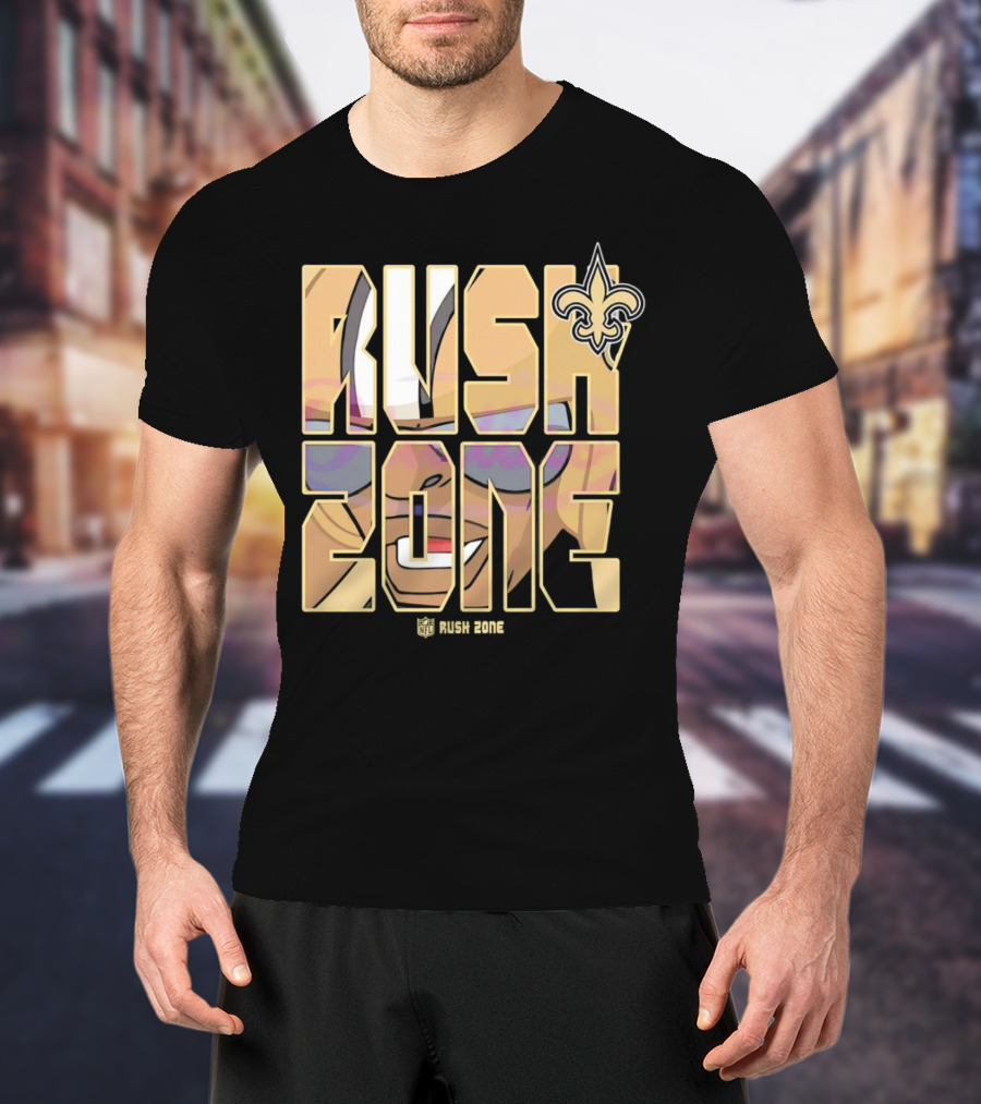 New Orleans Saints Rush Zone NFL Cartoon Fleur-de-Lis T-Shirt