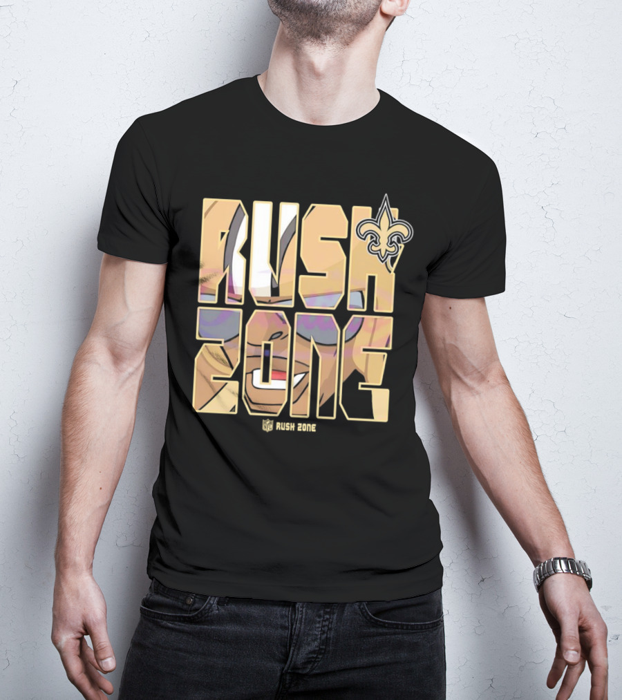 New Orleans Saints Rush Zone NFL Cartoon Fleur-de-Lis T-Shirt