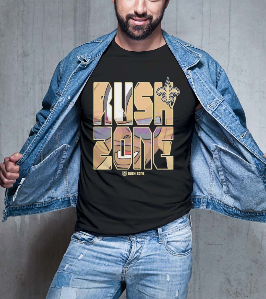 New Orleans Saints Rush Zone NFL Cartoon Fleur-de-Lis T-Shirt