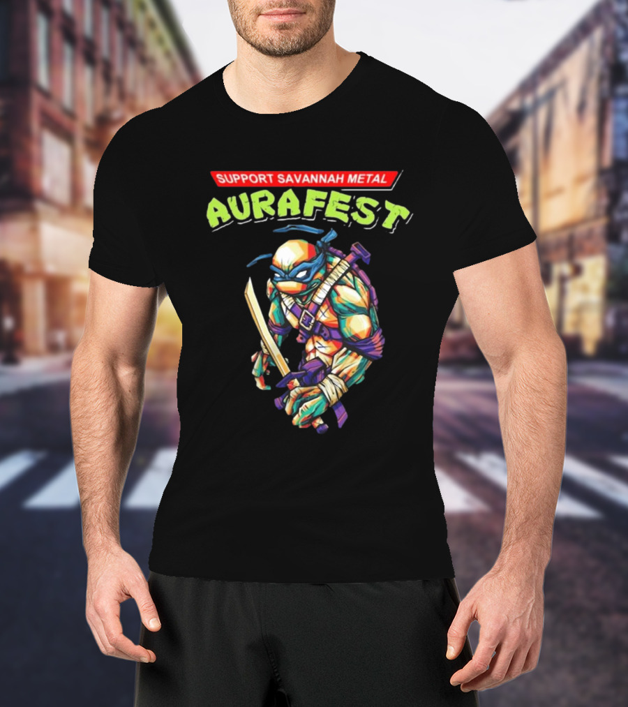 Support Savannah Metal Aurafest Ninja Turtles Event T-Shirt