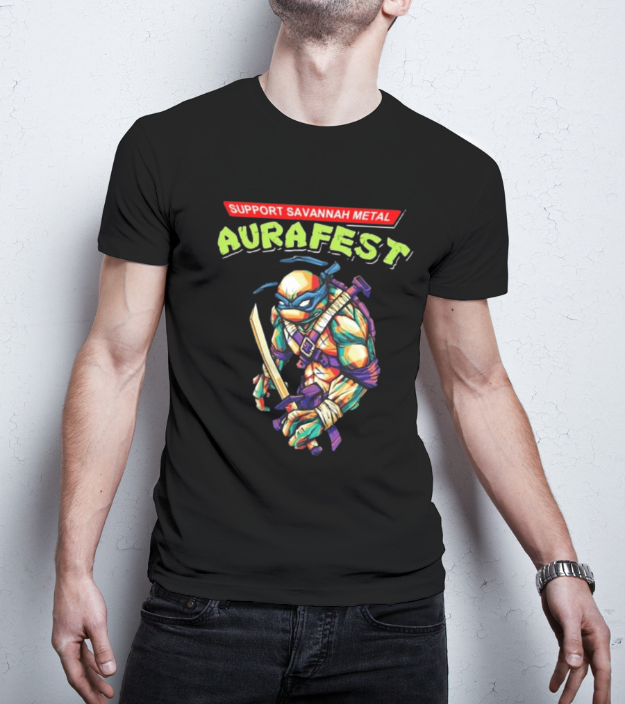 Support Savannah Metal Aurafest Ninja Turtles Event T-Shirt