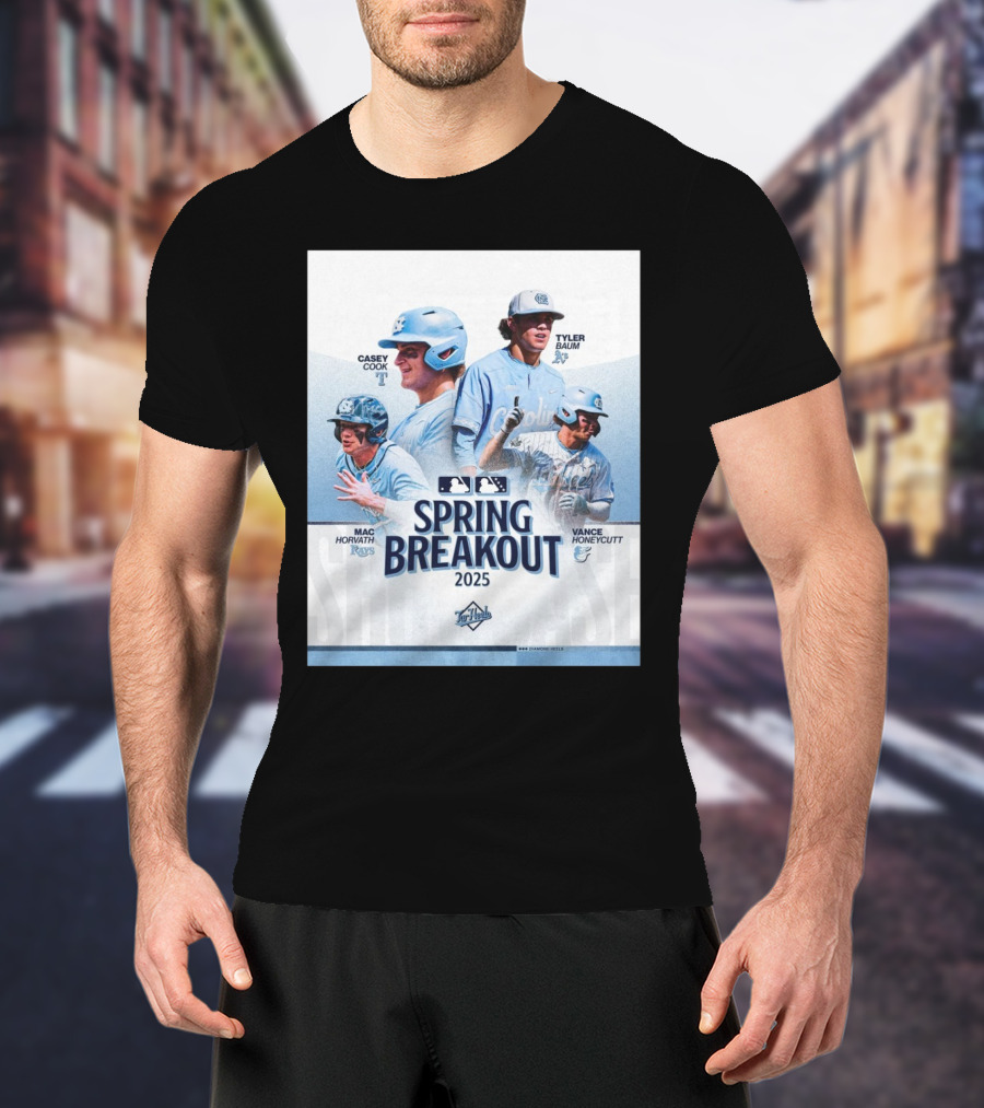 North Carolina Tar Heels Baseball Spring Breakout 2025 Casey Cook Tyler Baum Mac Horvath Vance Honeycutt MLB T-Shirt