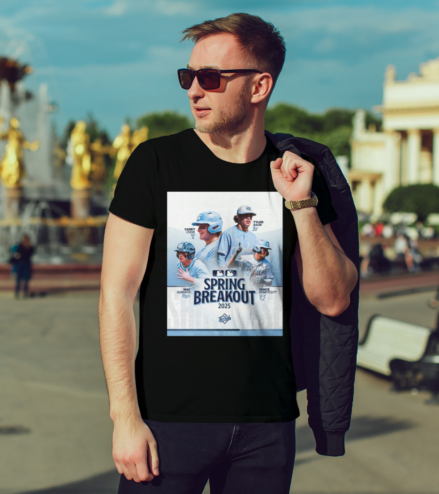 North Carolina Tar Heels Baseball Spring Breakout 2025 Casey Cook Tyler Baum Mac Horvath Vance Honeycutt MLB T-Shirt