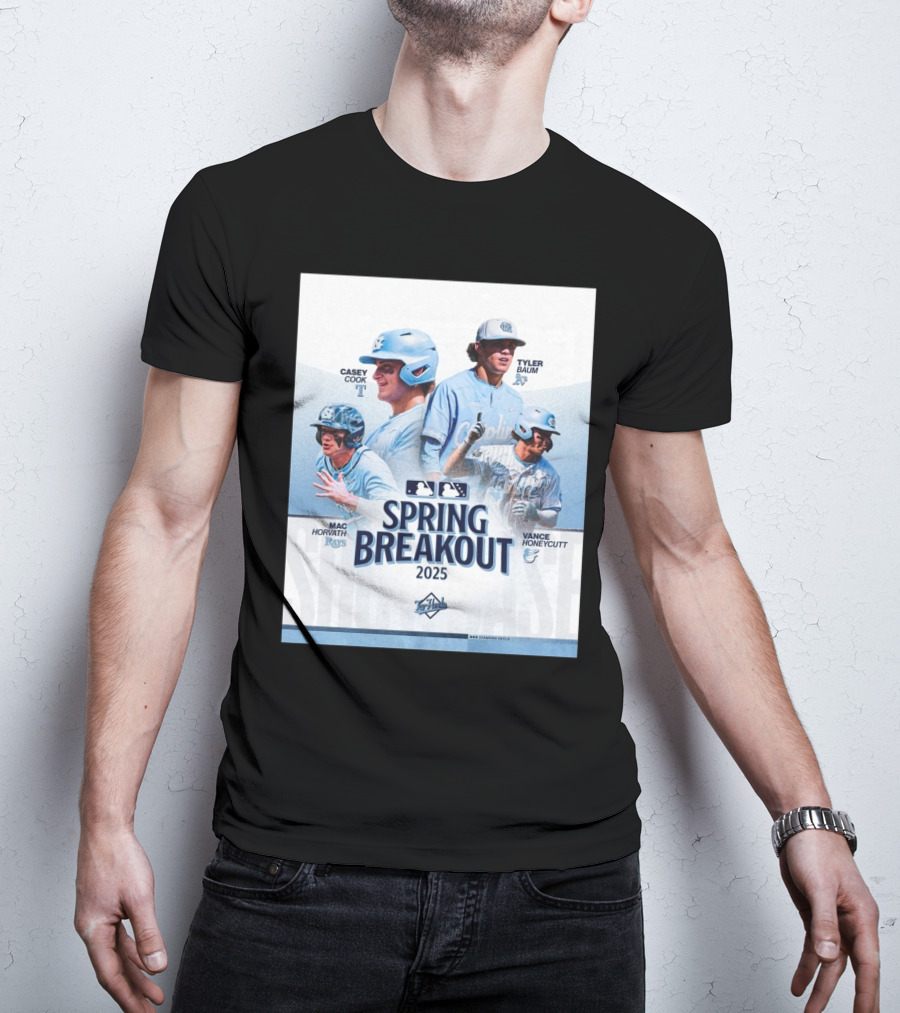 North Carolina Tar Heels Baseball Spring Breakout 2025 Casey Cook Tyler Baum Mac Horvath Vance Honeycutt MLB T-Shirt