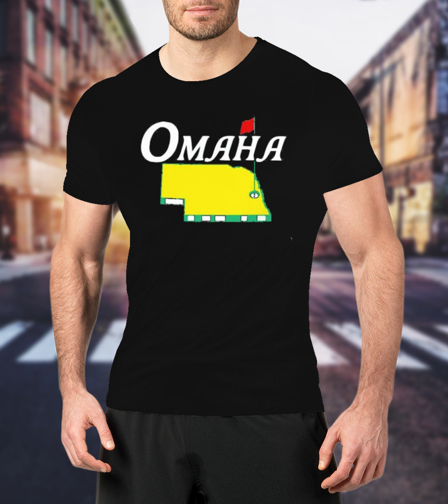 Omaha Nebraska Masters Golf State Map With Pin Flag T-Shirt