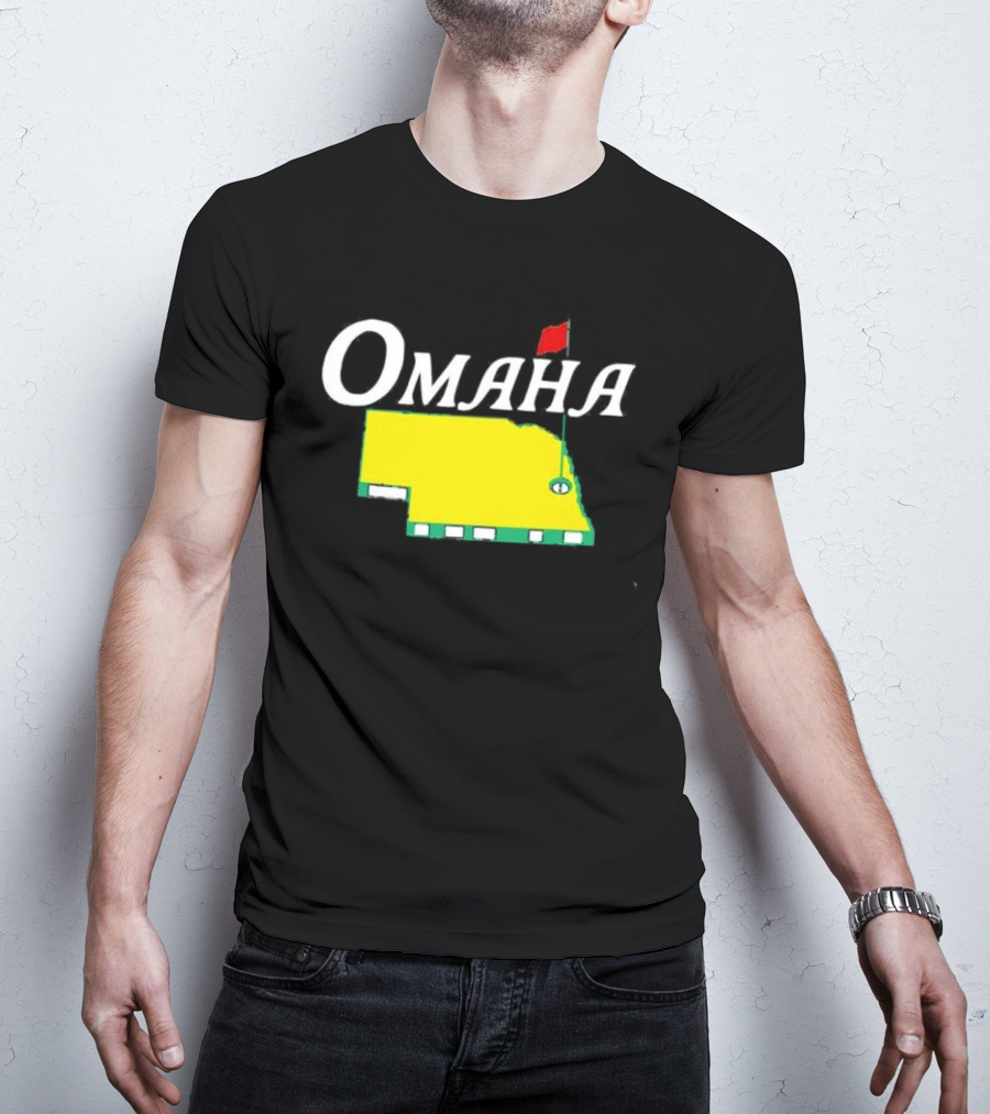 Omaha Nebraska Masters Golf State Map With Pin Flag T-Shirt