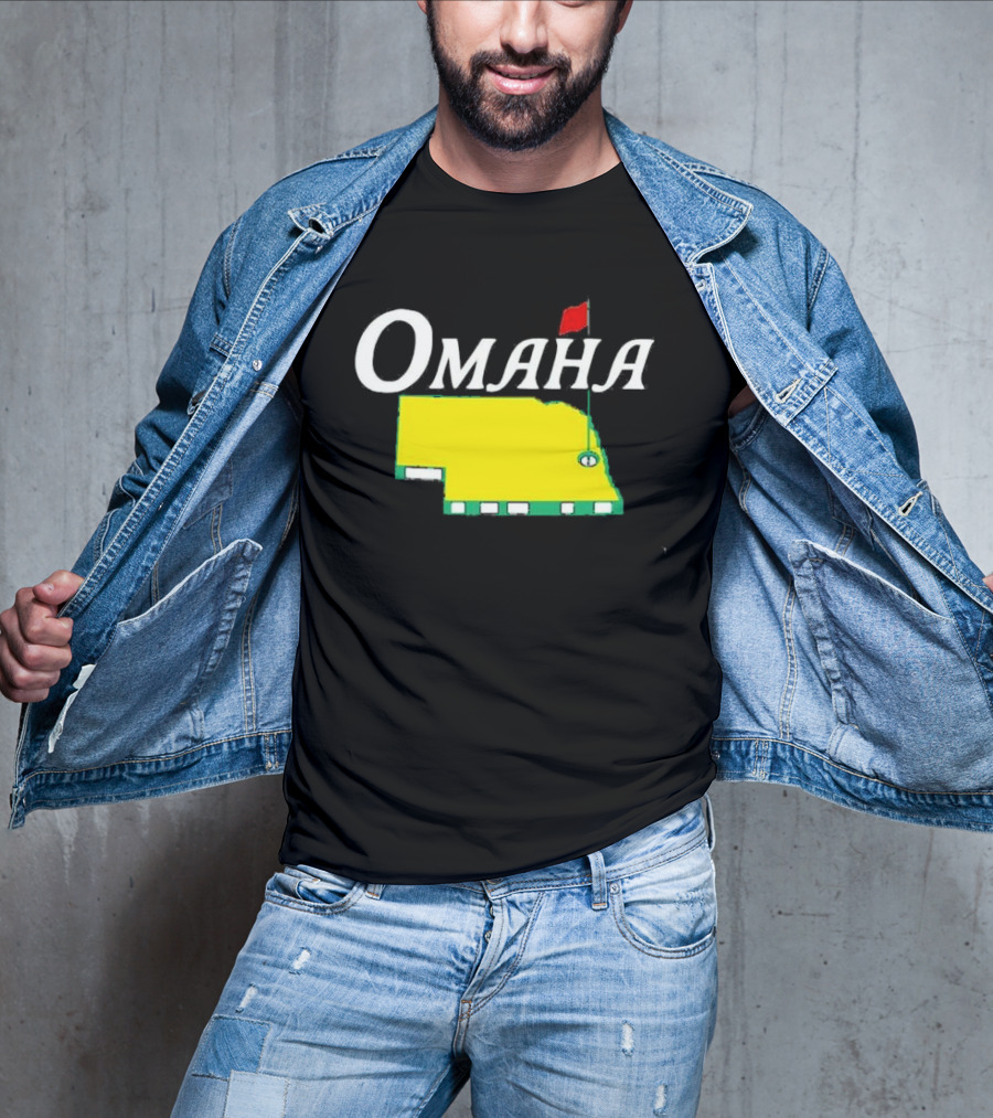 Omaha Nebraska Masters Golf State Map With Pin Flag T-Shirt