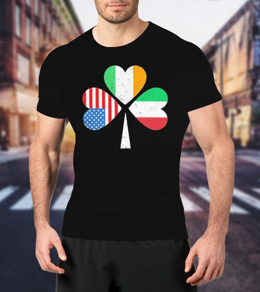 PatrickS Day Clover Ireland USA Italy Flag Trio T-Shirt