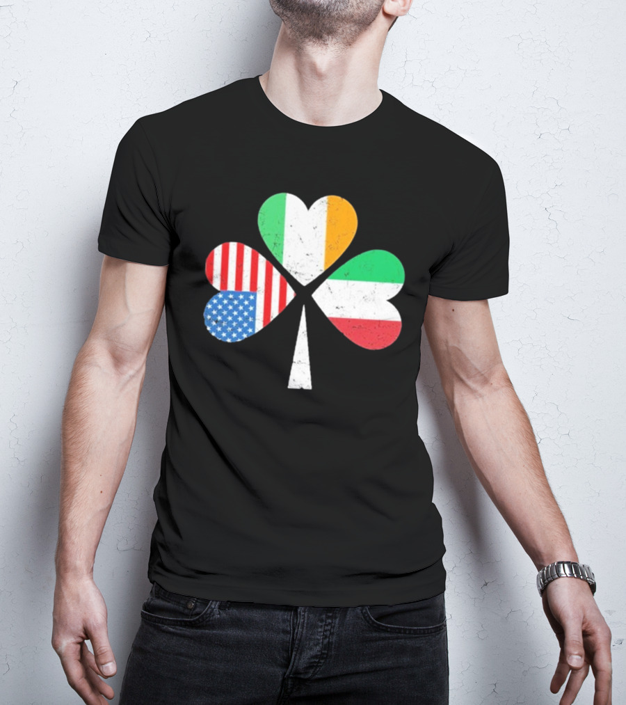 PatrickS Day Clover Ireland USA Italy Flag Trio T-Shirt